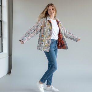 ANTHROPOLOGIE Verb Kellianne Bohemian Rug Tasseled Shirt Jacket Size L NEW
